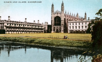 Kings and Clare Colleges, Cambridge, Cambridgeshire, 20. yüzyılın başlarında. by E. Dennis