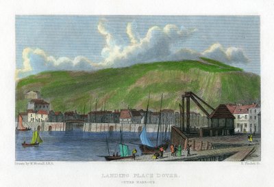 İniş yeri, dış liman, Dover, Kent, 19. yüzyıl. by E. Finden