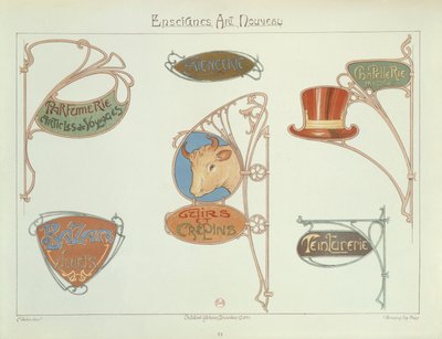 Art Nouveau Mağaza Tabelaları, 1903 by E. Mulier