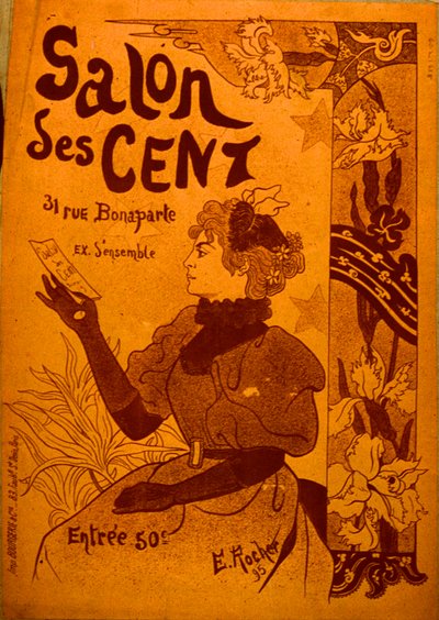 Bir davetiyeyi inceleyen bir kadın, Salon des Cent by E. Rocher