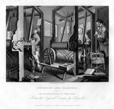 Arkadaş tezgâhlarında çıraklar, Sanayi ve Aylaklık levhası I, 1833. by E. Smith