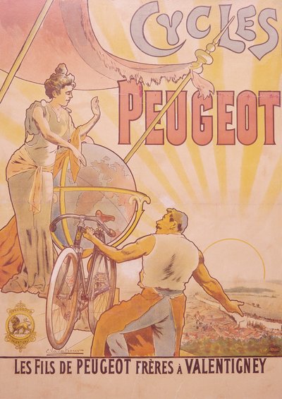 Poster reklamı Peugeot bisikletleri, 19. yüzyılın sonları - 20. yüzyılın başlarında by E Vavasseur