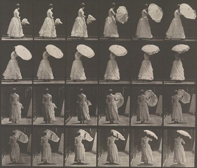 [Şemsiye Açan Kadın], 1883-86, 1887 basılmış. by Eadweard Muybridge