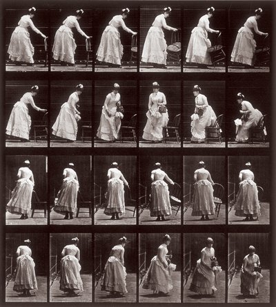 Animal Locomotion, levha 265: oturan bir kadınla sekans, 1887 (fotomekanik baskı) by Eadweard Muybridge
