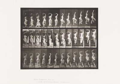 Levha 105. Dönen, Çıkan Merdivenler, Sol Omuzda Su Kavanozu by Eadweard Muybridge
