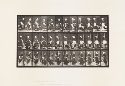 Levha 107. Merdivenleri Çıkmak İçin Dönmek, Elinde Su Kovası ve Süpürge by Eadweard Muybridge