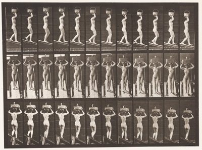 Plaka 124. Azalan Eğim, Başta 20-lb Sepet, Eller Kaldırılmış, 1872-1885 by Eadweard Muybridge