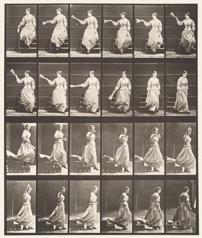 Levha 140. İnen Merdivenler Etrafa Bakıyor ve Vantilatör Sallıyor by Eadweard Muybridge