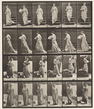 Plaka 141. İnen Merdivenler ve Flört Yelpazesi by Eadweard Muybridge