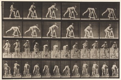 Levha 203. Su Kavanozu Olan Bir Sehpanın Üzerinde Eğilme by Eadweard Muybridge
