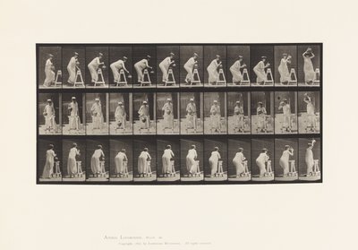 Plaka 216. Su Kavanozunu Doldurmak İçin Eğilme; Kavanozun Başına Yerleştirilmesi by Eadweard Muybridge