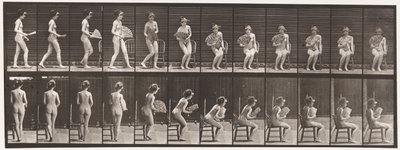 Plaka 237. Sandalyeye Oturan ve Açılan Vantilatör, 1872-1885 by Eadweard Muybridge