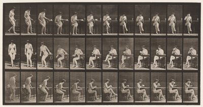 Tabak 238. Sandalyede Oturmak, Bacak bacak üstüne atmak, Çay Bardağından İçmek by Eadweard Muybridge