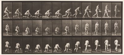 Levha 251. Sol Diz Üzerine Çömelme, Sol El Basket ve Yükselme, 1872-1885 by Eadweard Muybridge