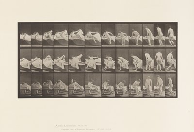 Plaka 264. Yataktan kalkıp diz çökmeye hazırlanmak by Eadweard Muybridge