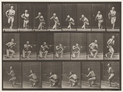 Levha 356. Diz Çökme, Ateş Etme ve Kalkma by Eadweard Muybridge