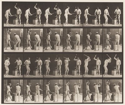 Levha 377. Demirci, İki Model, Advil Üzerine Çekiç, 1872-1885 by Eadweard Muybridge