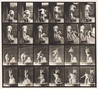 Plaka 407. İki Model, 8 Kova Su 1 Üzerine Dökülme by Eadweard Muybridge