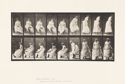 Plaka 422.Tuvalet; Ayakkabı Giymek ve Sandalyeden Kalkmak, 1885 by Eadweard Muybridge