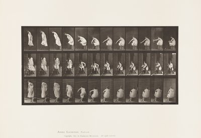 Plaka 423. Tuvalet; Çizme Giymek ve Sandalyeden Kalkmak by Eadweard Muybridge