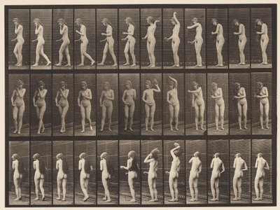 Plaka 426. Tuvalet; Saçını Taramak ve Yürümek, 1872-1885 by Eadweard Muybridge