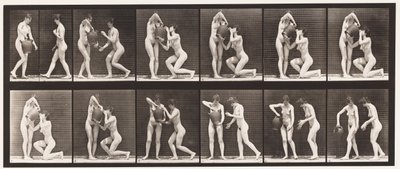 Levha 452. İki Model, 8 Diz, Eldeki Kavanozdan İçecekler, 1872-1885 by Eadweard Muybridge