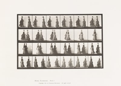 Plaka 45. İki Modelin Karşılaşması Yürüyüş ve Kısmen Dönme by Eadweard Muybridge