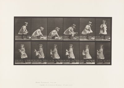 Plaka 481. Çocuk, Oyuncak Bebek Kaldırma, Dönme ve Yürüme, 1885 by Eadweard Muybridge