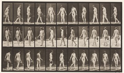 Levha 51. Yağmurlama Potası Kullanarak Yürüme ve Dönme, 1872-1885 by Eadweard Muybridge