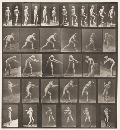 Plaka 521. A, Yürüyüş; B, Yükselen Adım; C, Disk Fırlatma by Eadweard Muybridge