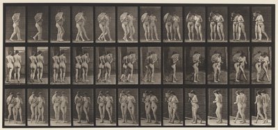 Plaka 54. Yürüyüş, İki Model/Bir Hayranla Flört, Kol Kola by Eadweard Muybridge