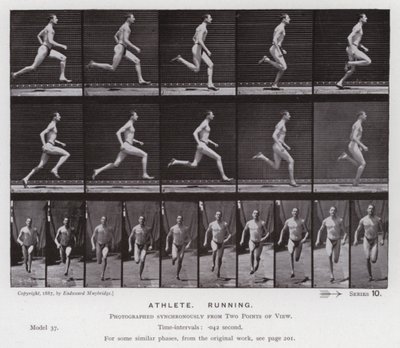 Hareket Halindeki İnsan Figürü: Atlet, Koşma (s/b fotoğraf) by Eadweard Muybridge