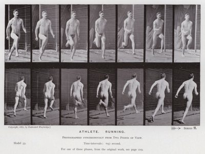 Hareket Halindeki İnsan Figürü: Atlet, Koşma (s/b fotoğraf) by Eadweard Muybridge