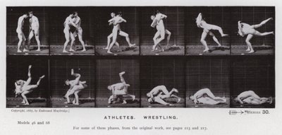 Hareket Halindeki İnsan Figürü: Sporcular, Güreş (s/b fotoğraf) by Eadweard Muybridge