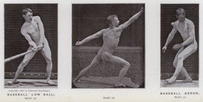 Hareket Halindeki İnsan Figürü: Beyzbol, alçak top; Beyzbol, hata (s/b fotoğraf) by Eadweard Muybridge