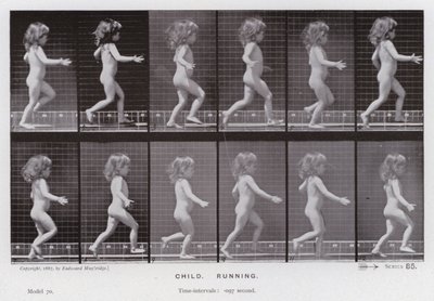 Hareket Halindeki İnsan Figürü: Çocuk, Koşma (s/b fotoğraf) by Eadweard Muybridge