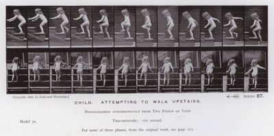 Hareket Halindeki İnsan Figürü: Üst kata çıkmaya çalışan çocuk (s/b fotoğraf) by Eadweard Muybridge