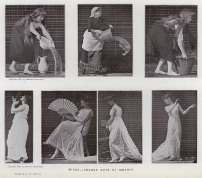 Hareket Halindeki İnsan Figürü: Çeşitli hareket eylemleri (s/b fotoğraf) by Eadweard Muybridge
