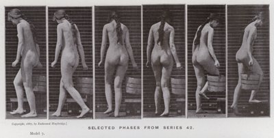 Hareket Halindeki İnsan Figürü: 42. seriden seçilmiş aşamalar (s/b fotoğraf) by Eadweard Muybridge