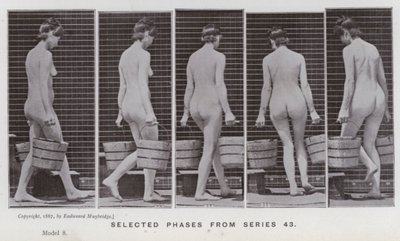 Hareket Halindeki İnsan Figürü: 43. seriden seçilmiş aşamalar (s/b fotoğraf) by Eadweard Muybridge
