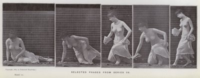 Hareket Halindeki İnsan Figürü: 56. seriden seçilmiş aşamalar (s/b fotoğraf) by Eadweard Muybridge