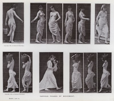 Hareket Halindeki İnsan Figürü: Hareketin çeşitli evreleri (s/b fotoğraf) by Eadweard Muybridge