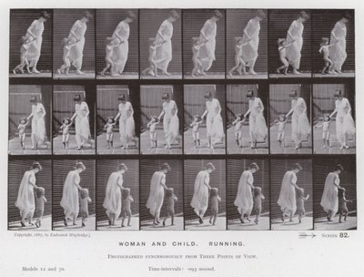 Hareket Halindeki İnsan Figürü: Kadın ve Çocuk, Koşmak by Eadweard Muybridge