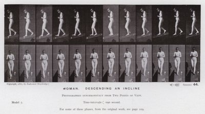Hareket Halindeki İnsan Figürü: Eğimden inen kadın (s/b fotoğraf) by Eadweard Muybridge