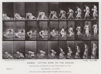 Hareket Halindeki İnsan Figürü: Yerde oturan kadın (s/b fotoğraf) by Eadweard Muybridge