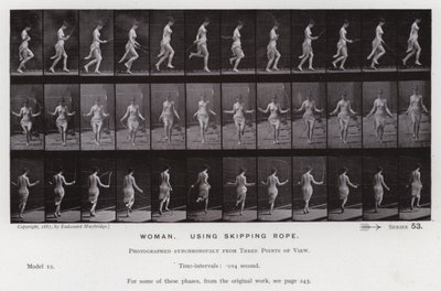 Hareket Halindeki İnsan Figürü: İp atlayan kadın (s/b fotoğraf) by Eadweard Muybridge