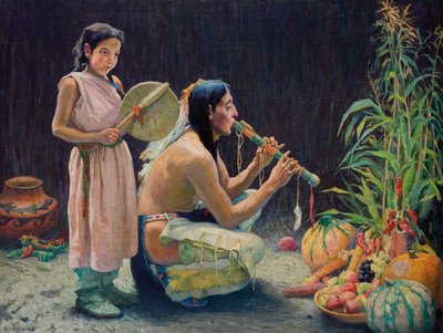 Hasat Şarkısı, c.1920 (tuval üzerine yağlı boya) by Eanger Irving Couse