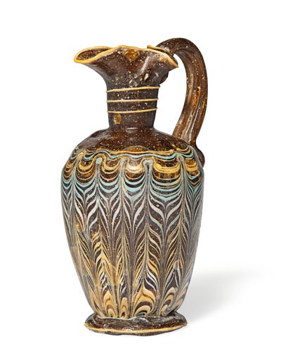Yunan çekirdek biçimli oenochoe, MÖ 2.-1. yüzyıl (boyalı cam) by Eastern Mediterranean School