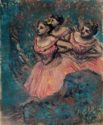 Kırmızı Kostümlü Üç Dansçı by Edgar Degas