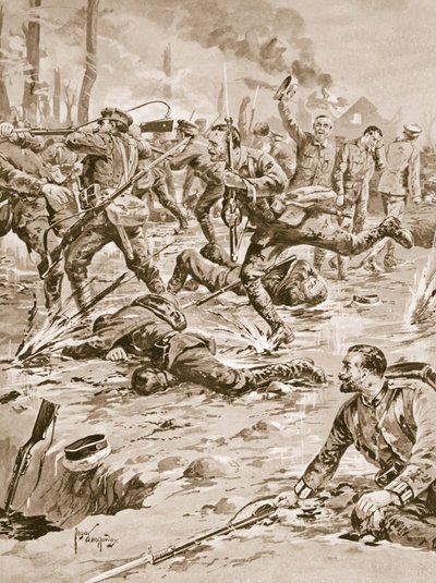 Onbaşı G. Sanders ve ekibi bir Alman saldırısını püskürtüyor ve bazı mahkumları kurtarıyor by Edgar Alfred Holloway